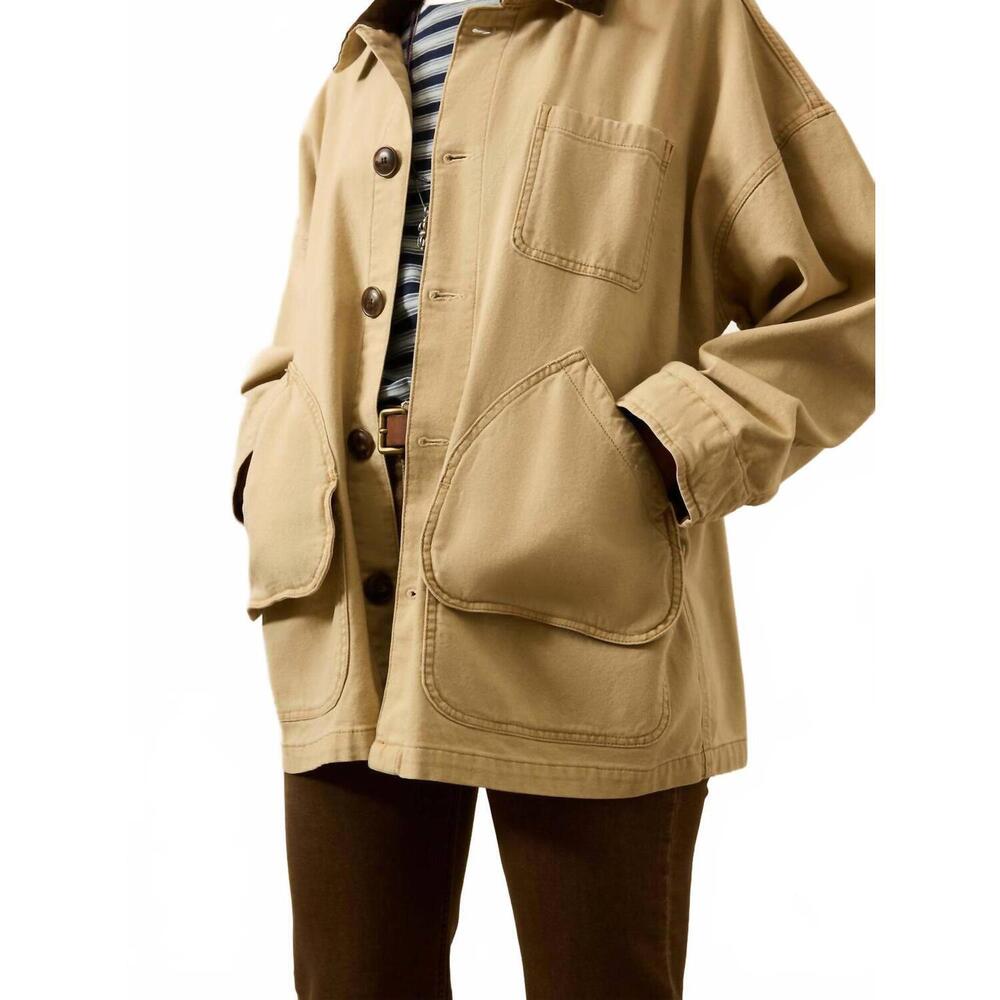 NEW FAHERTY sunwashed canvas barn jacket in sandy khaki - Picture 4 of 6